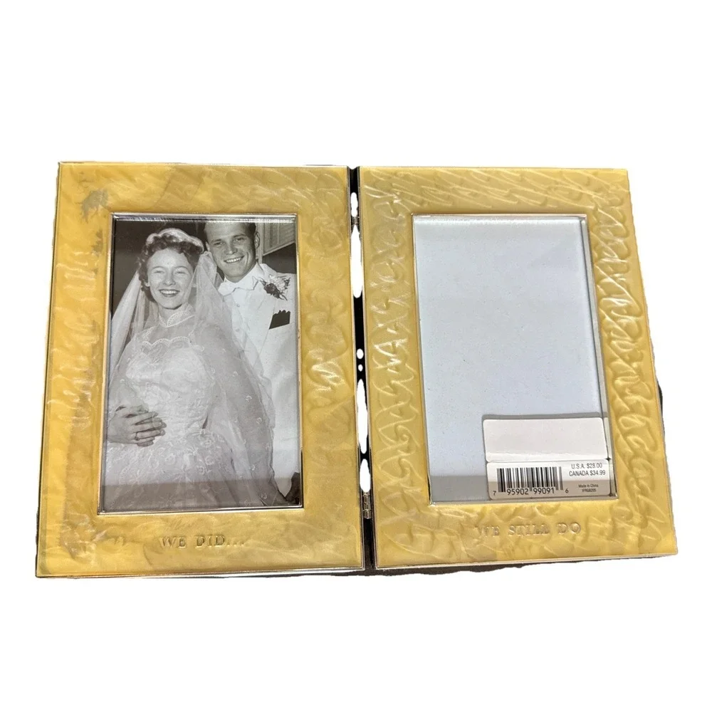 Hallmark WE DID...WE STILL DO Anniversary Pearl Enamel Double Picture Frame 4x6